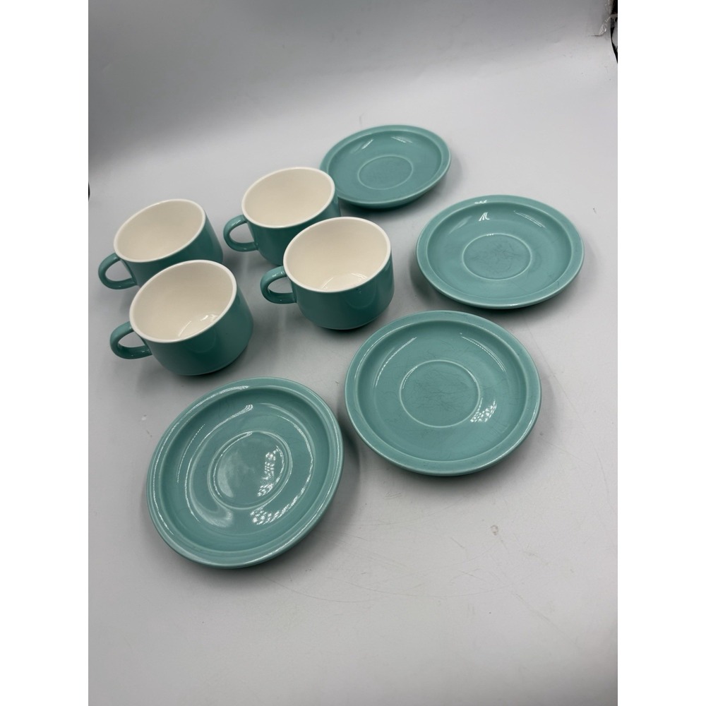 Porcelain Turquoise 2.5 Ounce Cappuccino Espresso cups and saucers SWEESE Brand